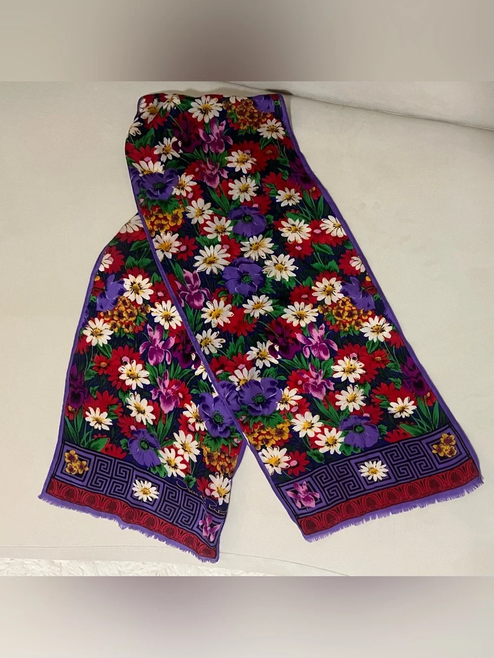 Vintage Oscar de la Renta Floral Silk Scarf